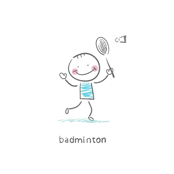 Mann spielt Badminton. Illustration. — Stockvektor