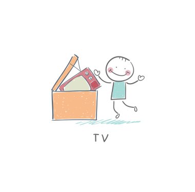adam çöp televizyonda atar.