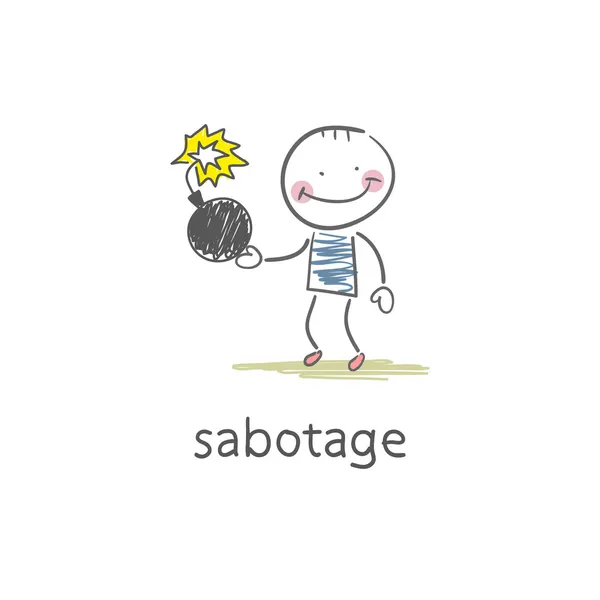 Sabotage. Illustration — Stock Vector