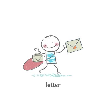 bir adam ve bir mektup. illüstrasyon.