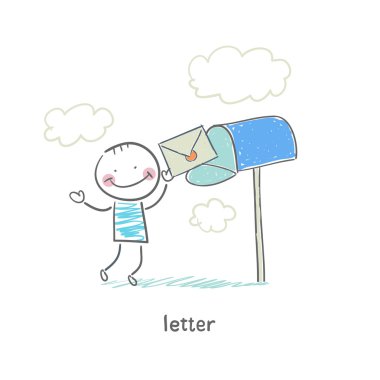 bir adam ve bir mektup. illüstrasyon.