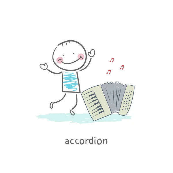 Homme et accordéon — Image vectorielle