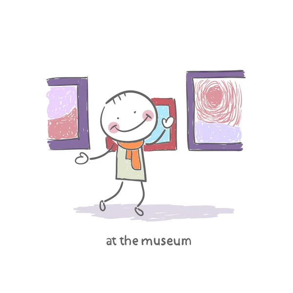 Man at the Museum — Stock Vector