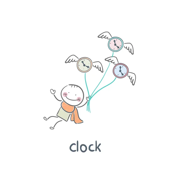 Hombre y reloj — Vector de stock