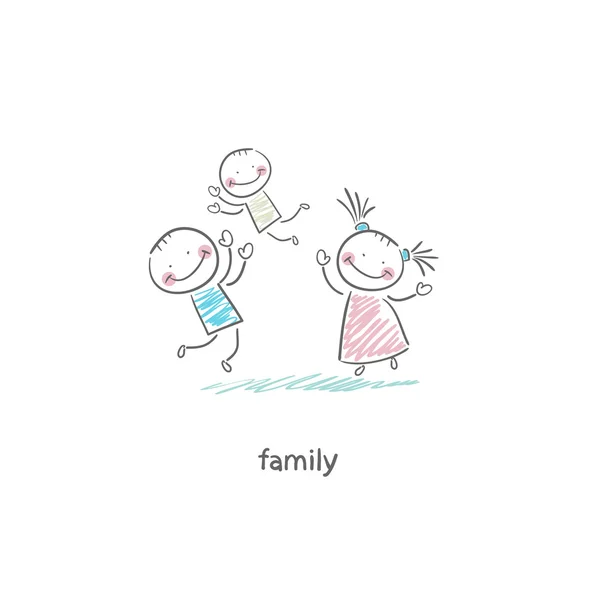 Happy family. Illustration. — Stock Vector