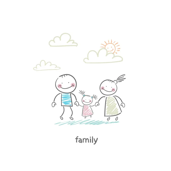 Gelukkige familie. illustratie. — Stockvector