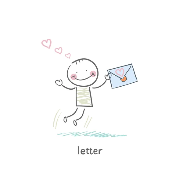 Un uomo e una lettera. Illustrazione . — Vettoriale Stock