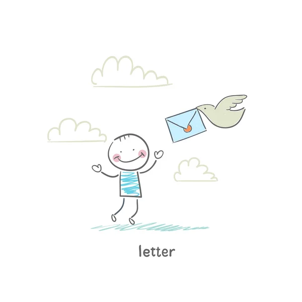 Un hombre y una carta. Ilustración . — Vector de stock