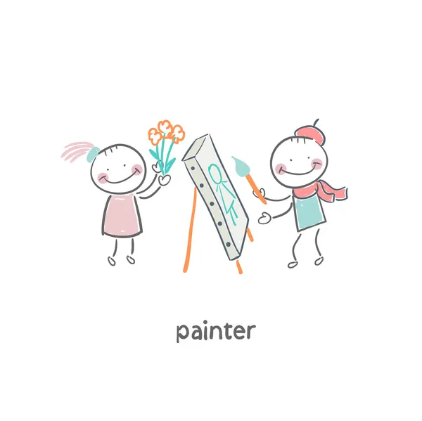 Artista pintor — Vetor de Stock