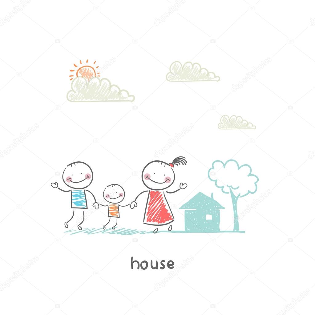 Family and home. Illustration.