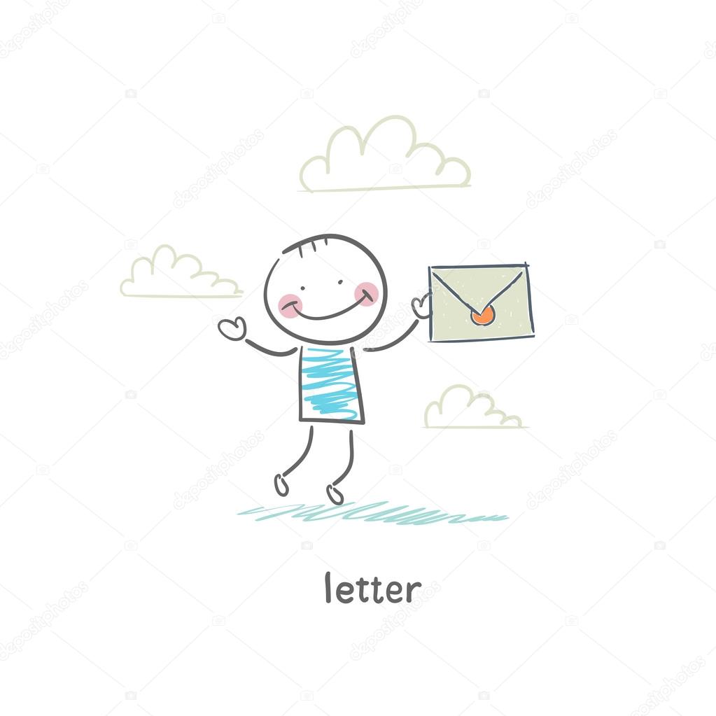 A man and a letter. Illustration.