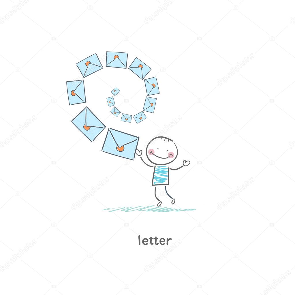 A man and a letter. Illustration.