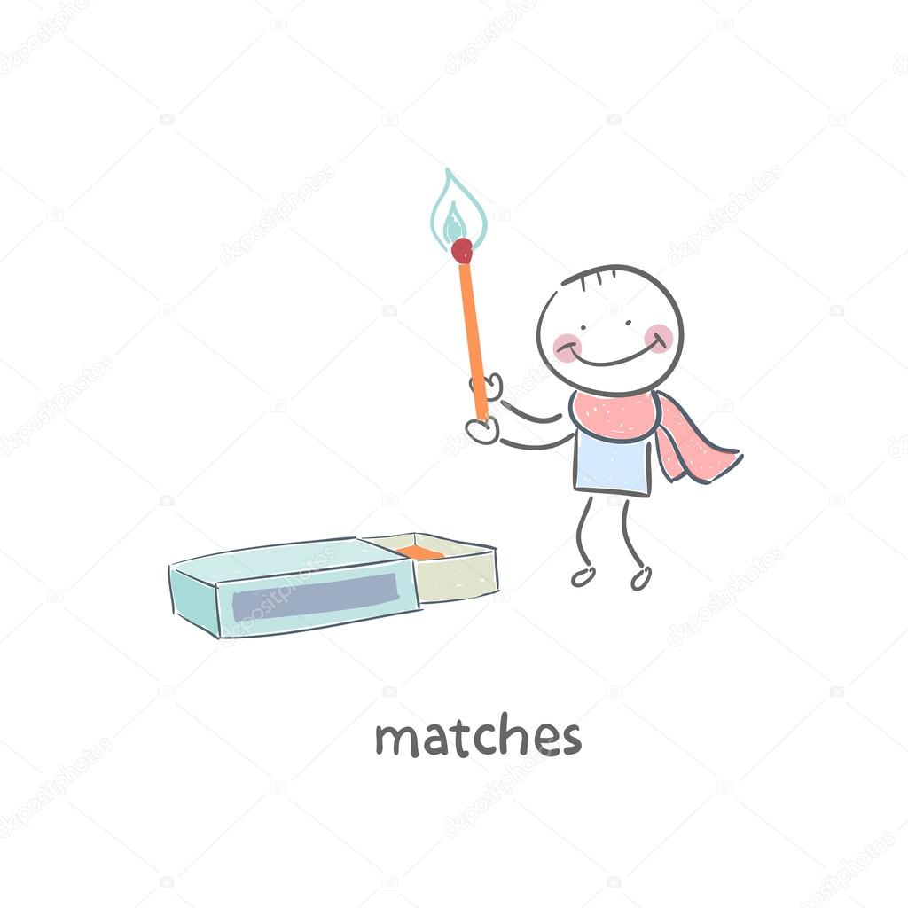 Man and matches box