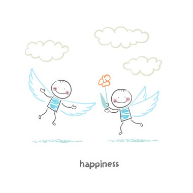 mutlu çift gökyüzünde uçan