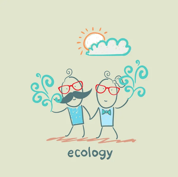 Ecología, plantas de explotación de pareja — Vector de stock