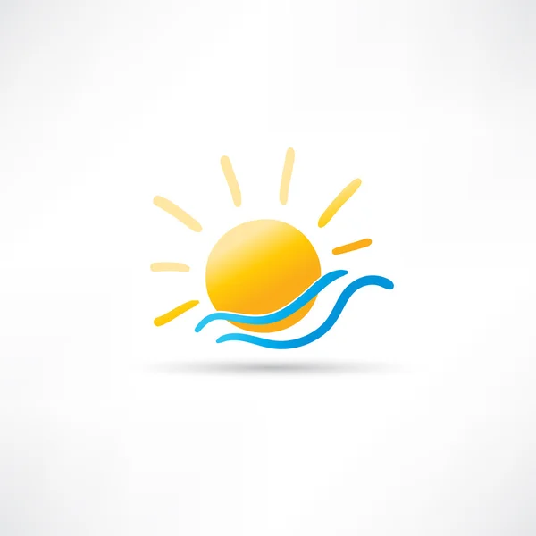 Sun and Sea Icon — Stock Vector