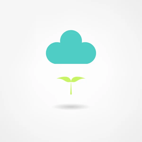 Blad en cloud eco-pictogram — Stockvector