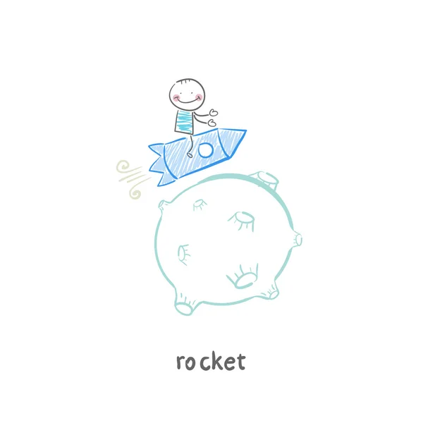 Man on rocket — Stock Vector