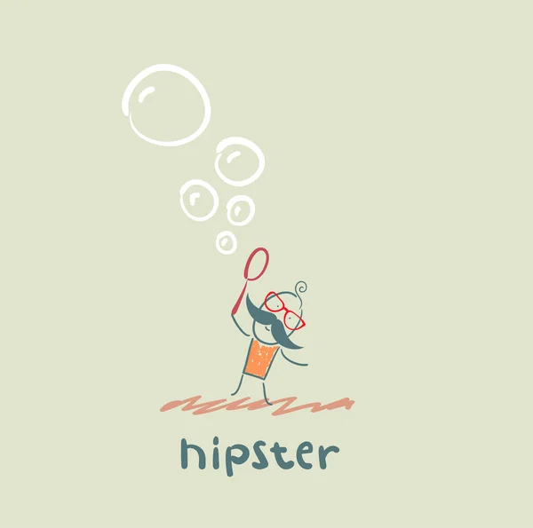 Hipster i baniek mydlanych — Wektor stockowy