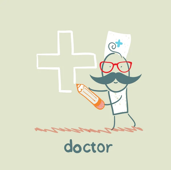 Dottore disegno croce bianca — Vettoriale Stock