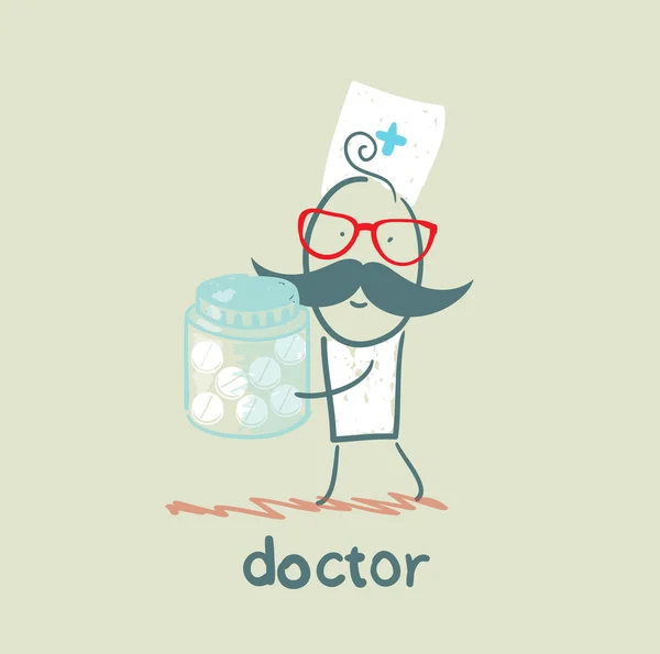 Doctor with pills — Stock Vector