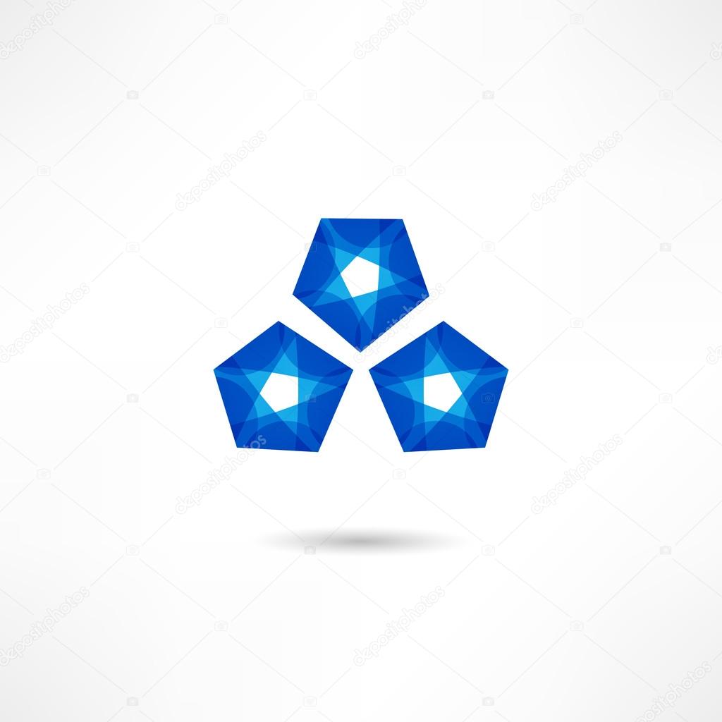 Abstract crystal, gems icon