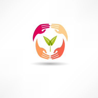 Eller ve bitki simgesi