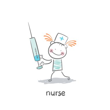 Cartoon nurse with syringe