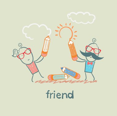 arkadaşlar güneş ve bulut çizim