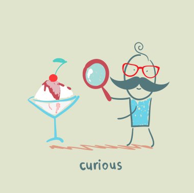 Büyüteç tutarak meraklı adam