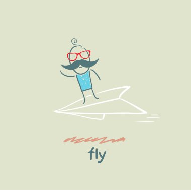 Kağıt Uçak üzerinde uçan adam