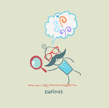 Büyüteç adamla meraklı çizgi film