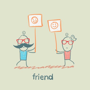 arkadaşlar smiles ile afişlerin holding