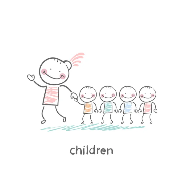 Niños y adultos — Vector de stock