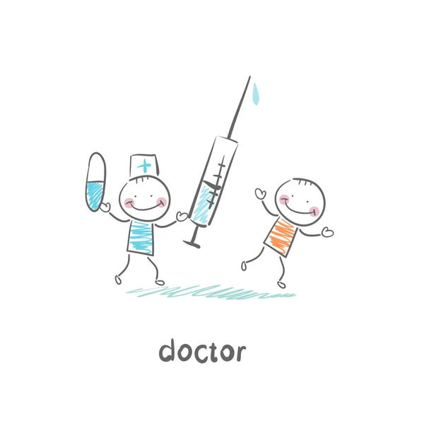 Dokter dan pasien - Stok Vektor