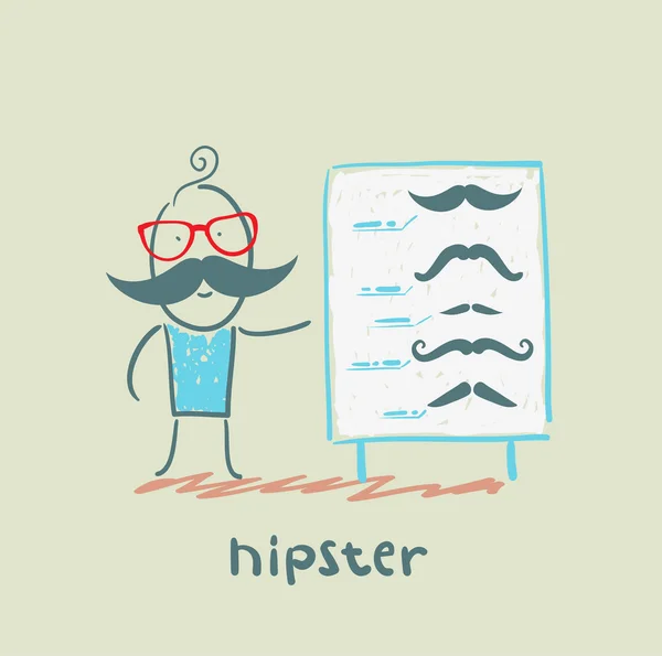 Hipster en snor — Stockvector