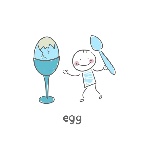 Gekochtes Ei zum Frühstück — Stockvektor