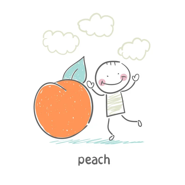 Peach and man — Stock Vector
