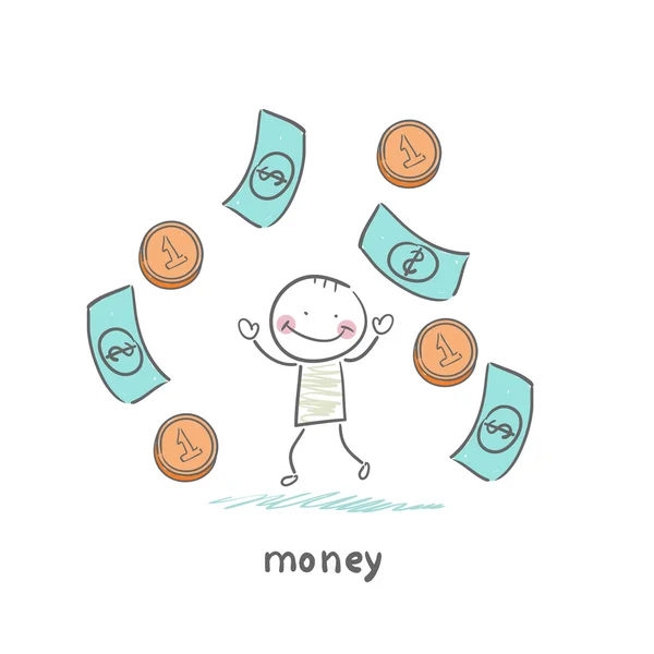 Muž a peníze — Stockový vektor