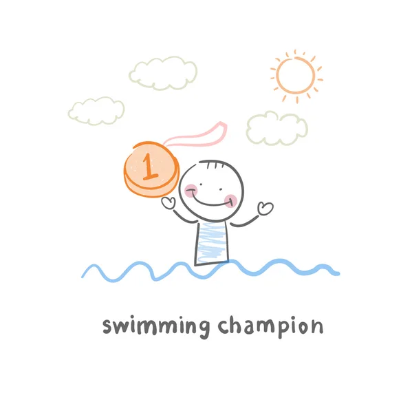 Campeón de natación — Vector de stock