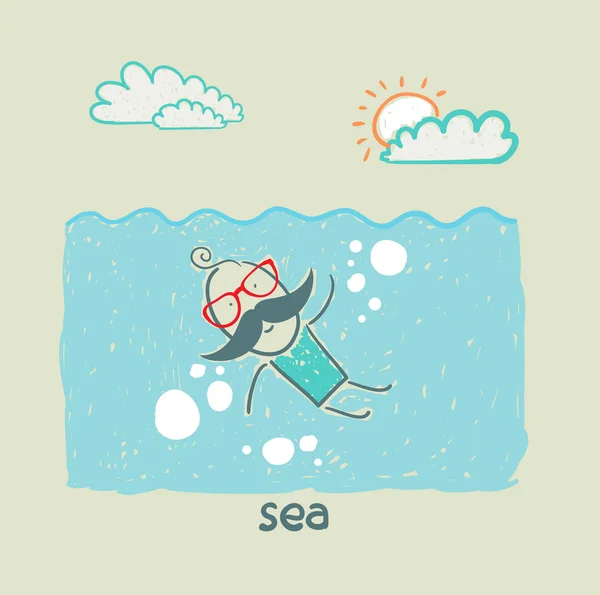 Swim in the sea — Stock Vector