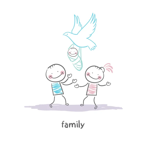 Jeune famille — Image vectorielle