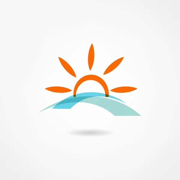 Sol y mar icono — Vector de stock