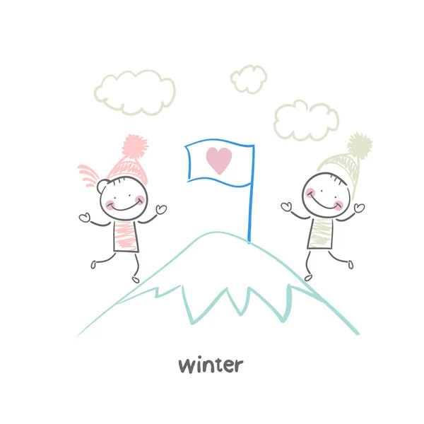 Paseo de invierno — Vector de stock