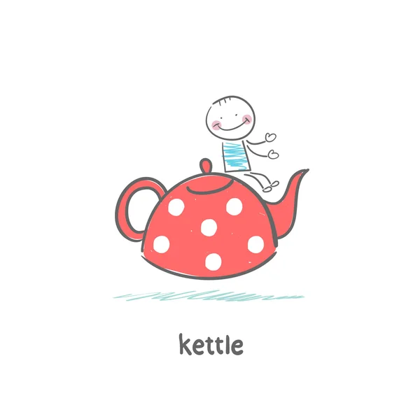 Kettle and boy — Stock Vector
