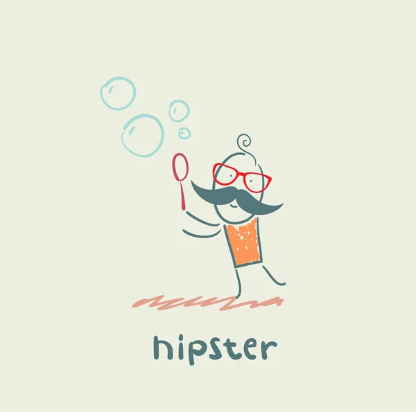 Хіпстер і мильні бульбашки — стоковий вектор