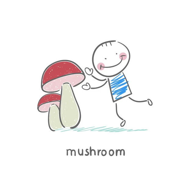 Mushrooms and man — Stock Vector