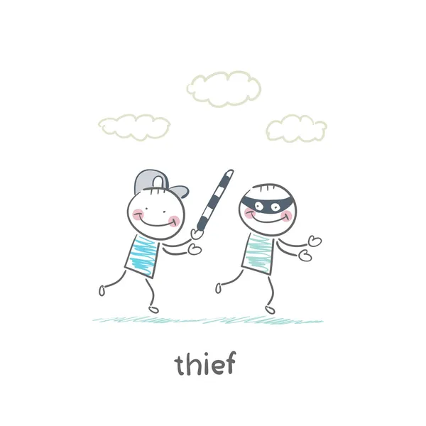 Thief and policeman — Stock Vector