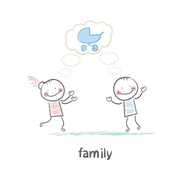 Jeune famille — Image vectorielle