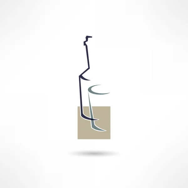 Botella y un icono de vidrio — Vector de stock